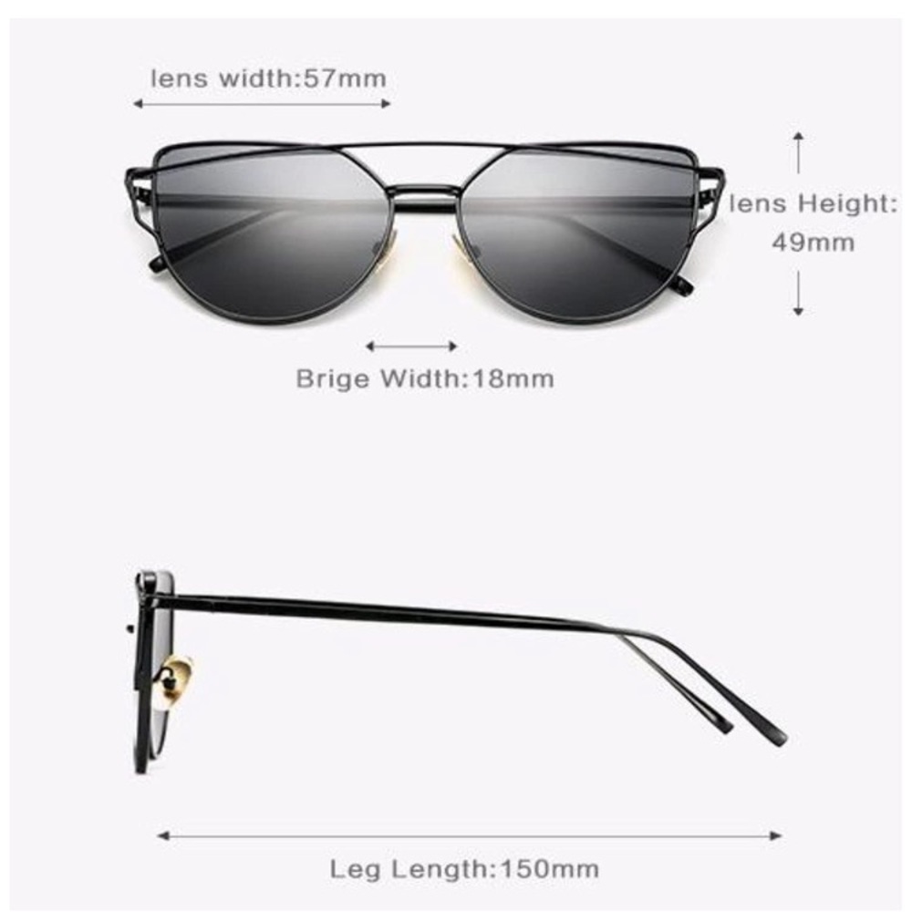 🆕 Cat Eye Mirrored Aviator Oversized Sunglasses - Picture 4 of 4